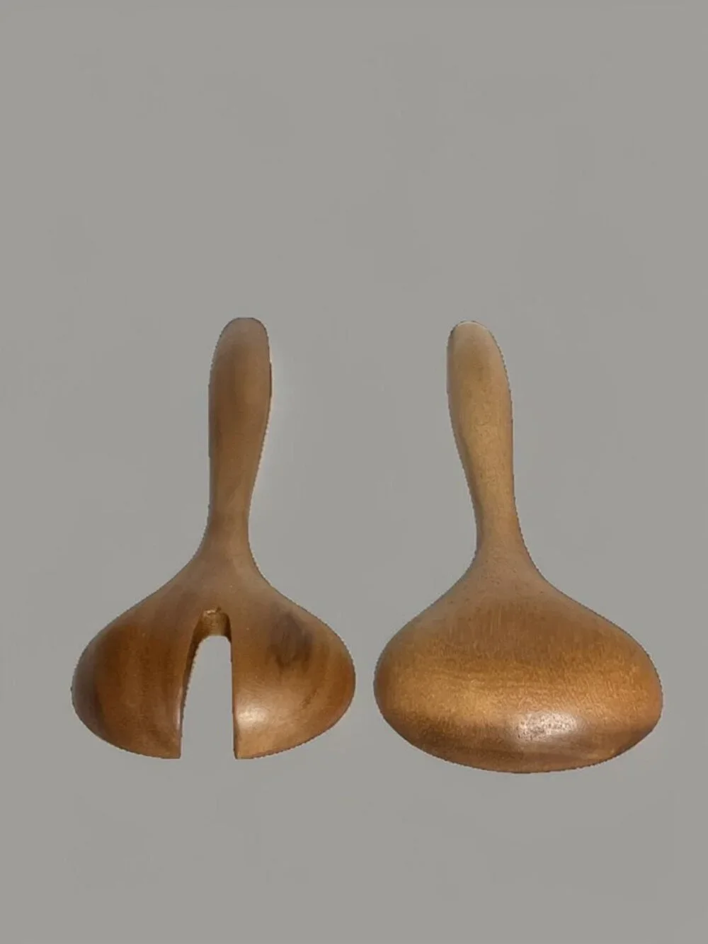 Wooden Salad Server Set - 2-Piece Spoon & Fork Serving Utensils Handcrafted Natu